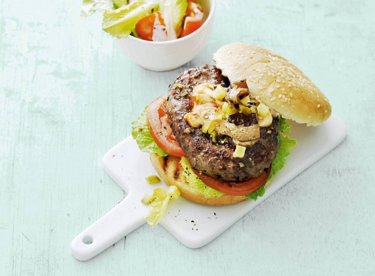 Jalapeñoburgers met gegrilde aubergine