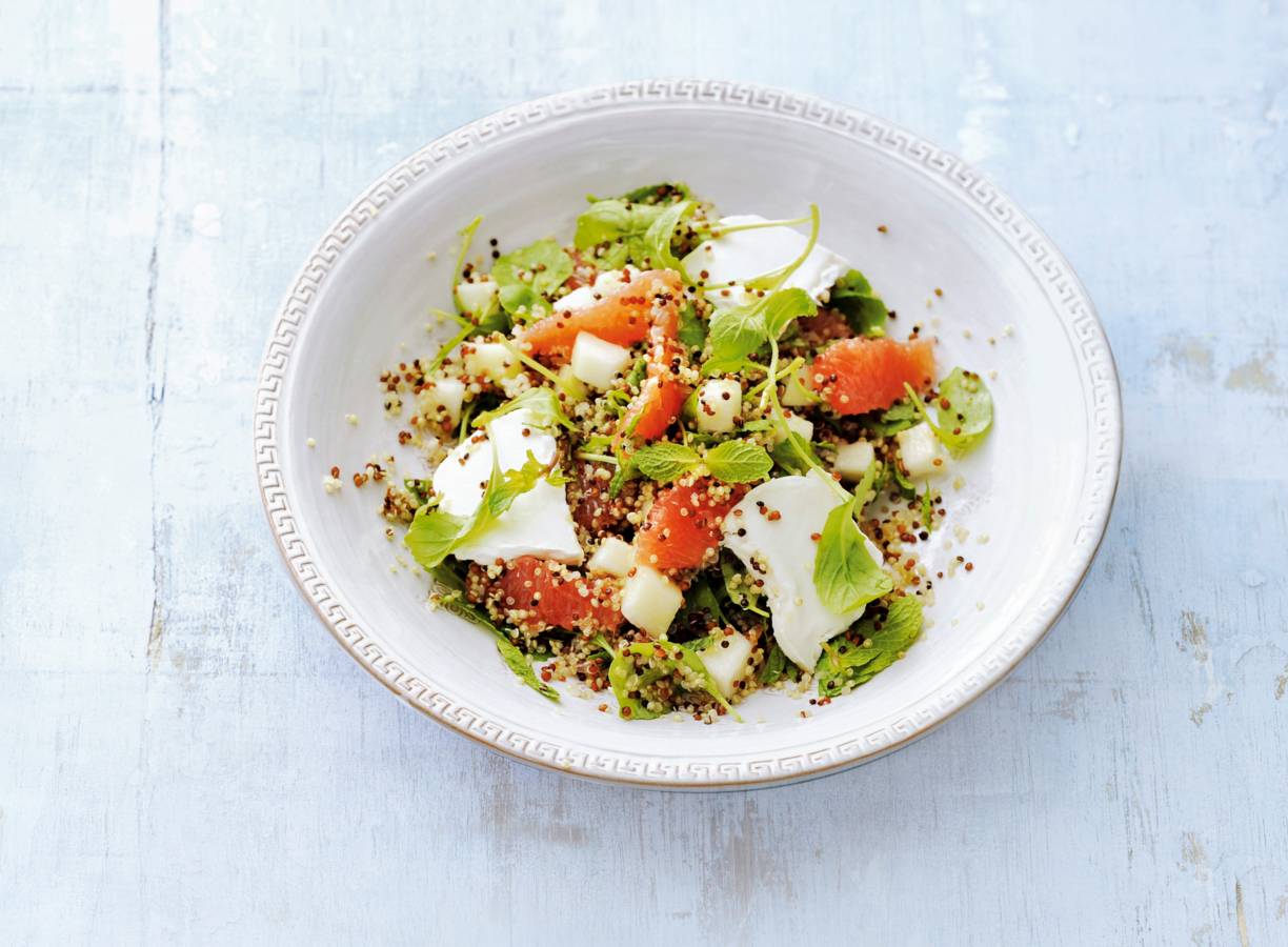 Quinoa met grapefruit, peer en geitenkaas