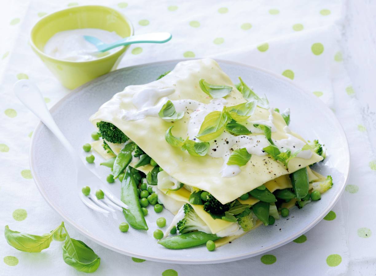Open lasagne met groene groenten
