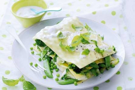 Open lasagne met groene groenten