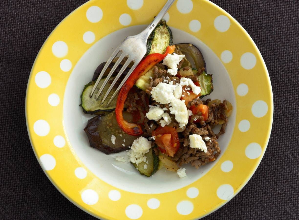 Ratatouille met gehakt en geitenkaas