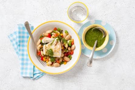 Kabeljauw met salsa verde van postelein