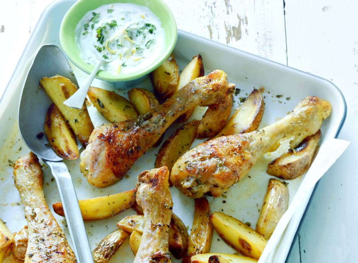 Ovenkip & chips met yoghurtmuntdip recept Allerhande Albert Heijn