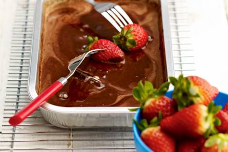 Aardbeien met chocoladesaus