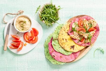Rainbow bloemtortilla's