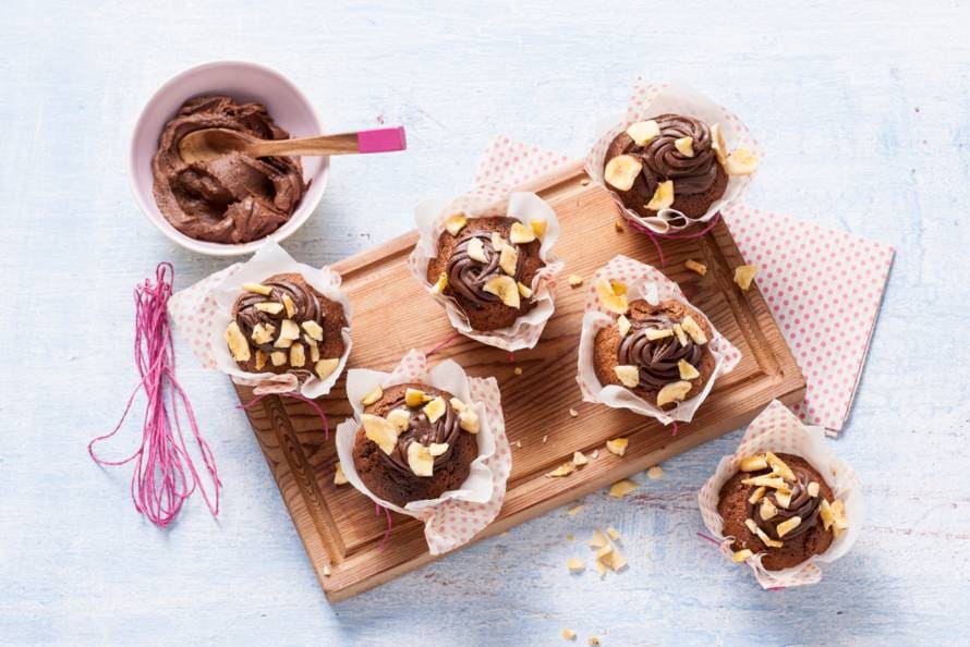 Karamelcupcakes met chocoladecrème
