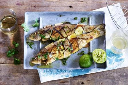 In courgette gewikkelde forel