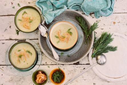 Venkelsoep met gerookte zalm