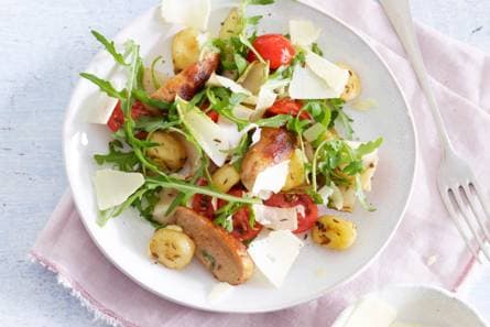 Gnocchi met worst en Italian flakes