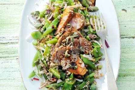 Oosterse snijbonensalade met varkenshaas