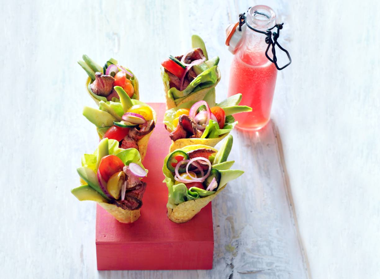 Tacocones met biefstuk en avocado