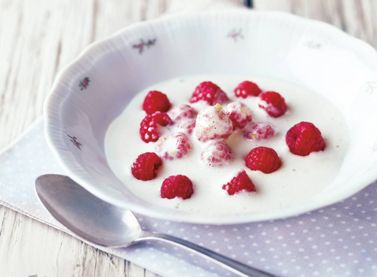 Zabaglione met frambozen