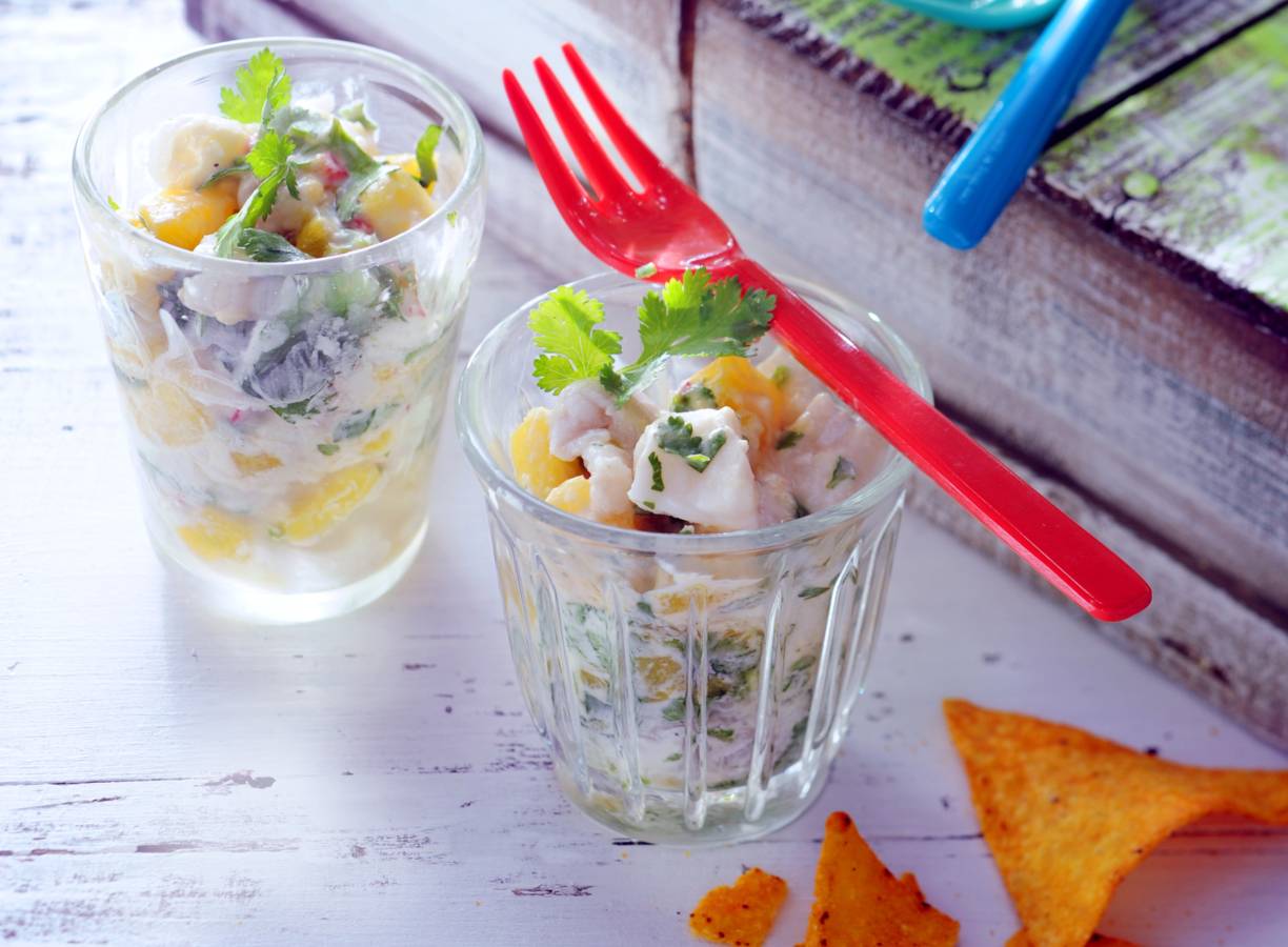 Kokos-ceviche van witvis