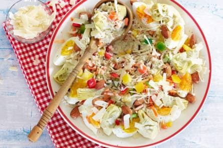 Rijstsalade met kaassnippers