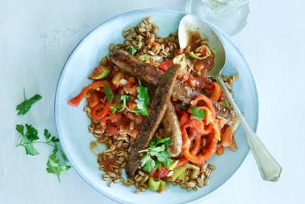 Farro met paprika-tomatensaus