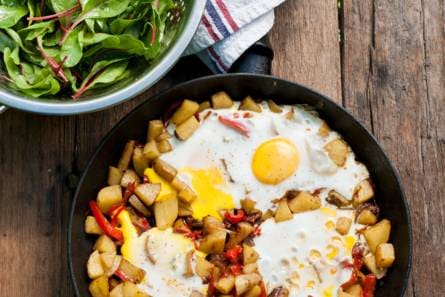 Hashbrown met paprika en eieren