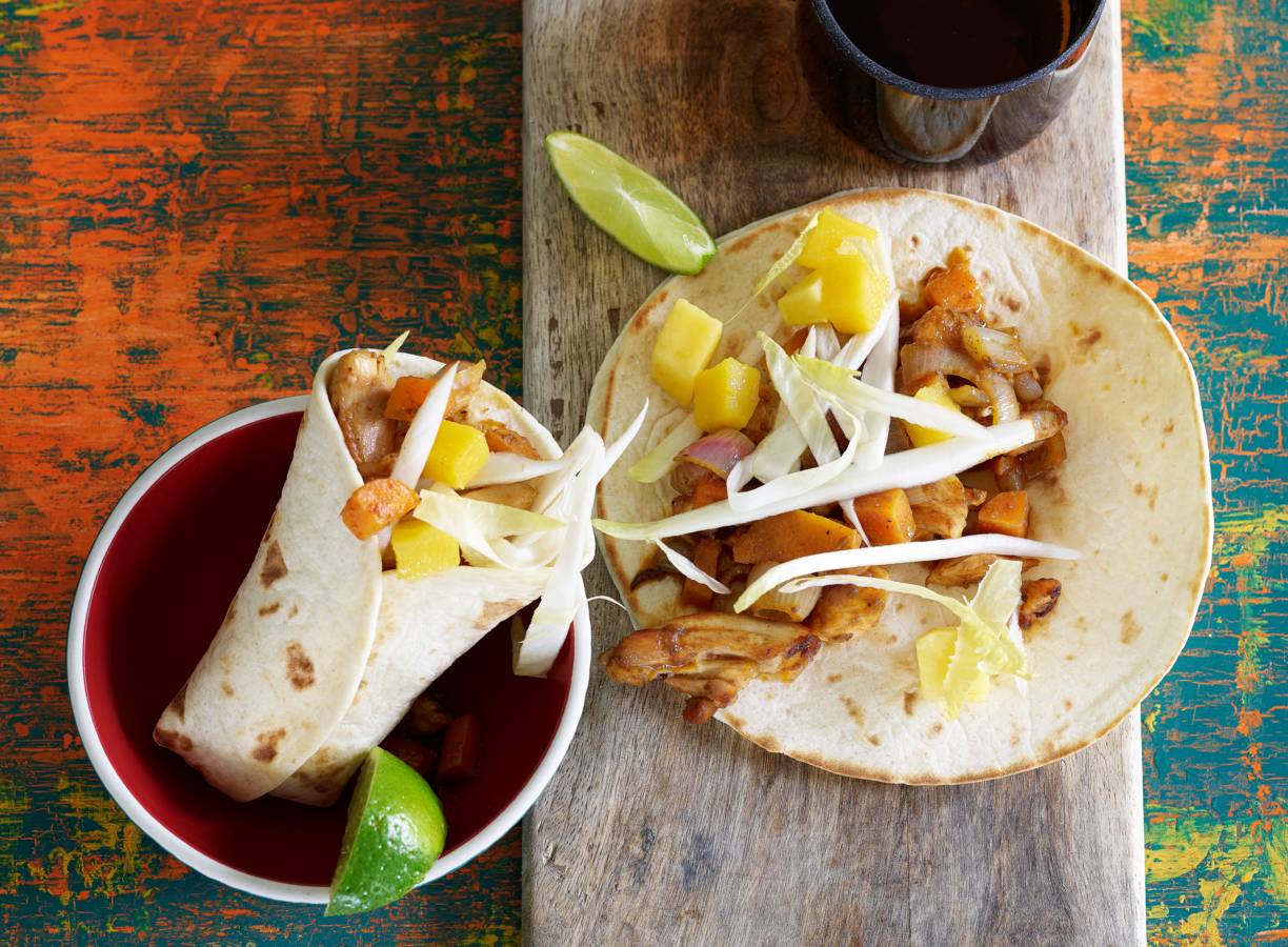 Butter chicken in wraps