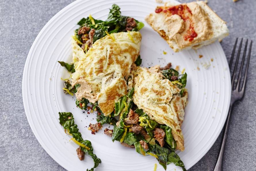 omelet met gehakt en cavolo nero - recept - allerhande - albert heijn