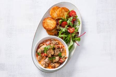 Paddenstoelenstroganoff met röstikoekjes