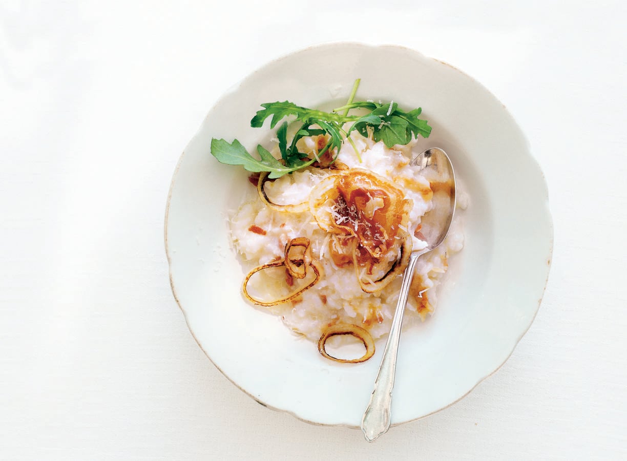 Risotto met zoete ui en spek