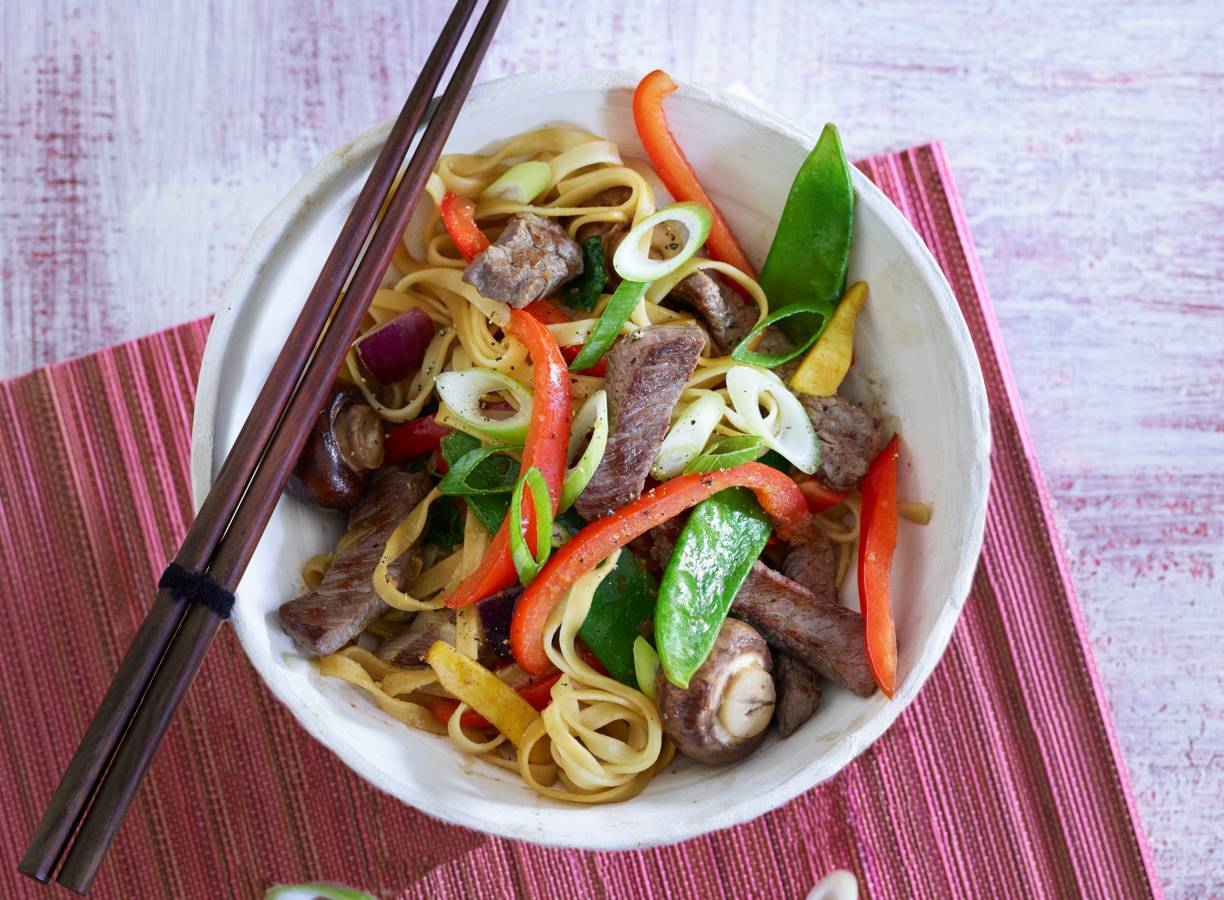 Biefstukpuntjes met mie