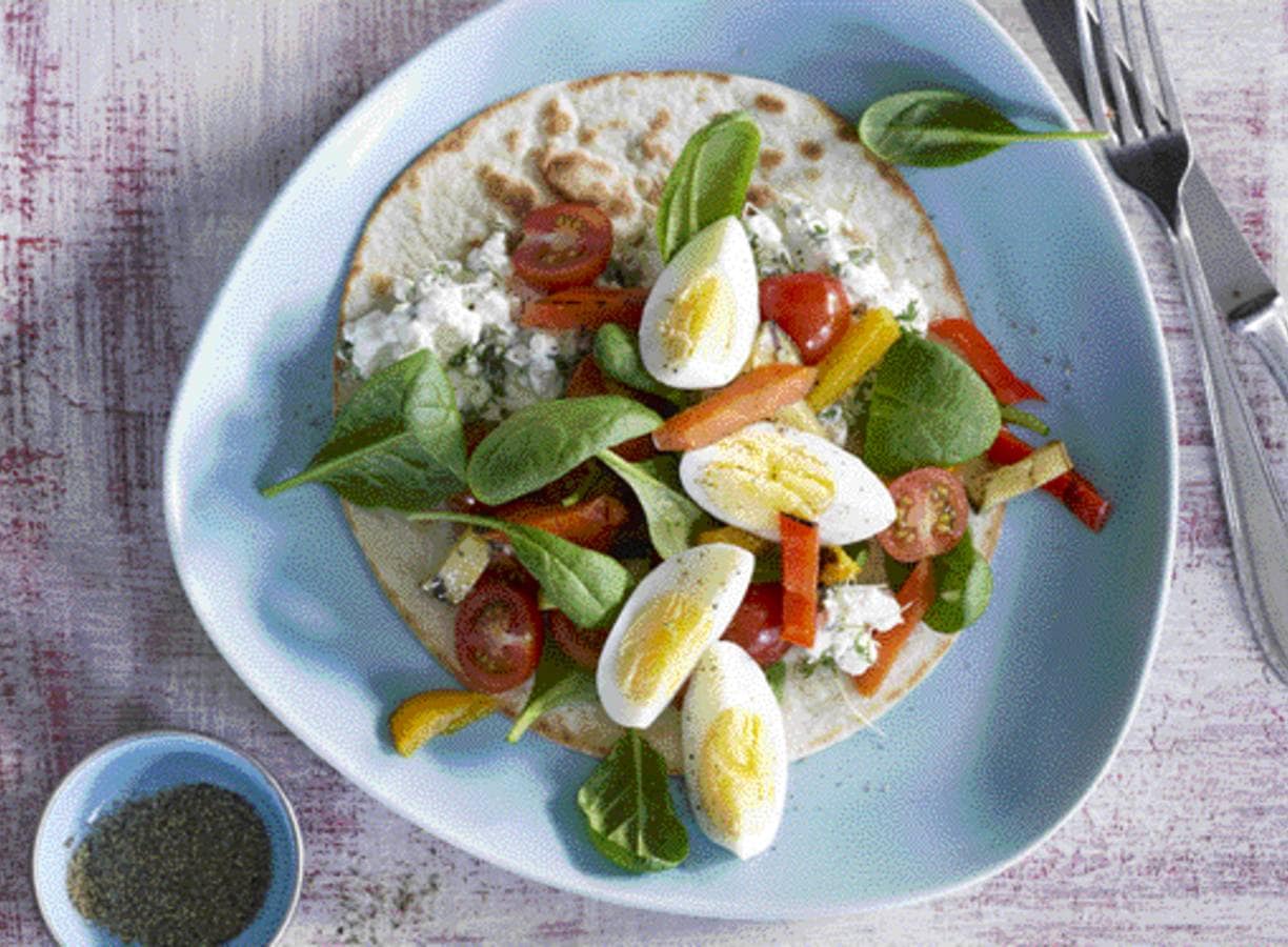 Wraps met hüttenkäse en spinazie