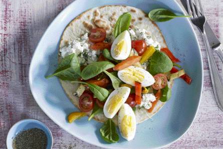 Wraps met hüttenkäse en spinazie