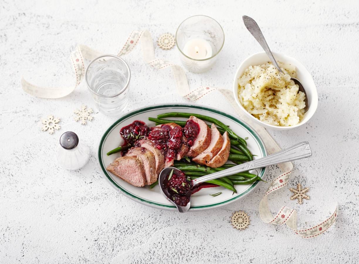 Gebakken reefilet met bramen-rozemarijnjus & aardperenpuree