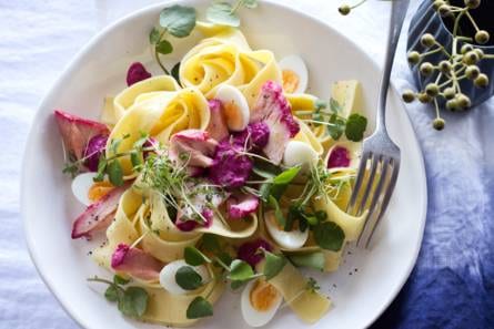 Pappardelle met zalm en mierikswortelsaus