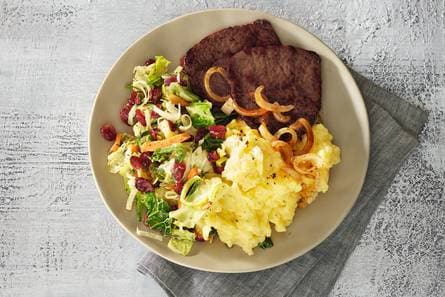 Rosbief met puree van oeraardappel en wintergroenten