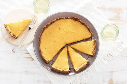 Pompoen-kokostaart met pecankorst