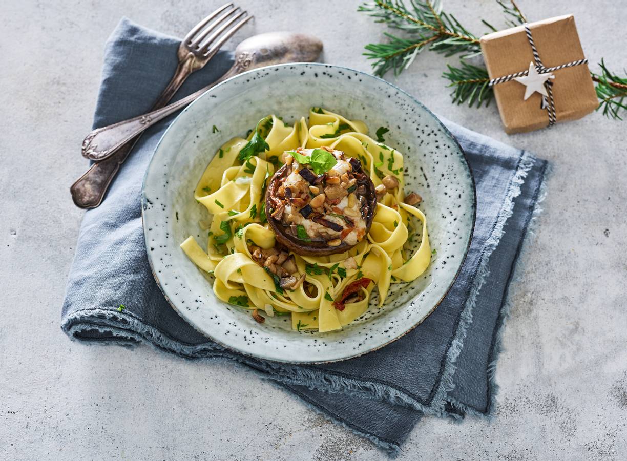 Portobello met pappardelle