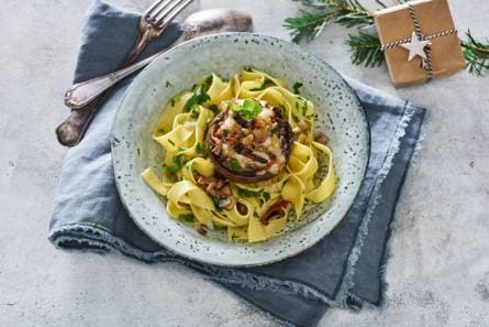 Portobello met pappardelle