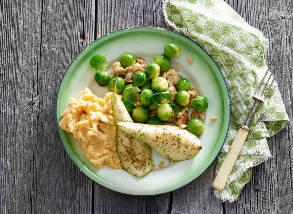 Kip met spruiten, za'atar en peer recept - Allerhande | Albert Heijn