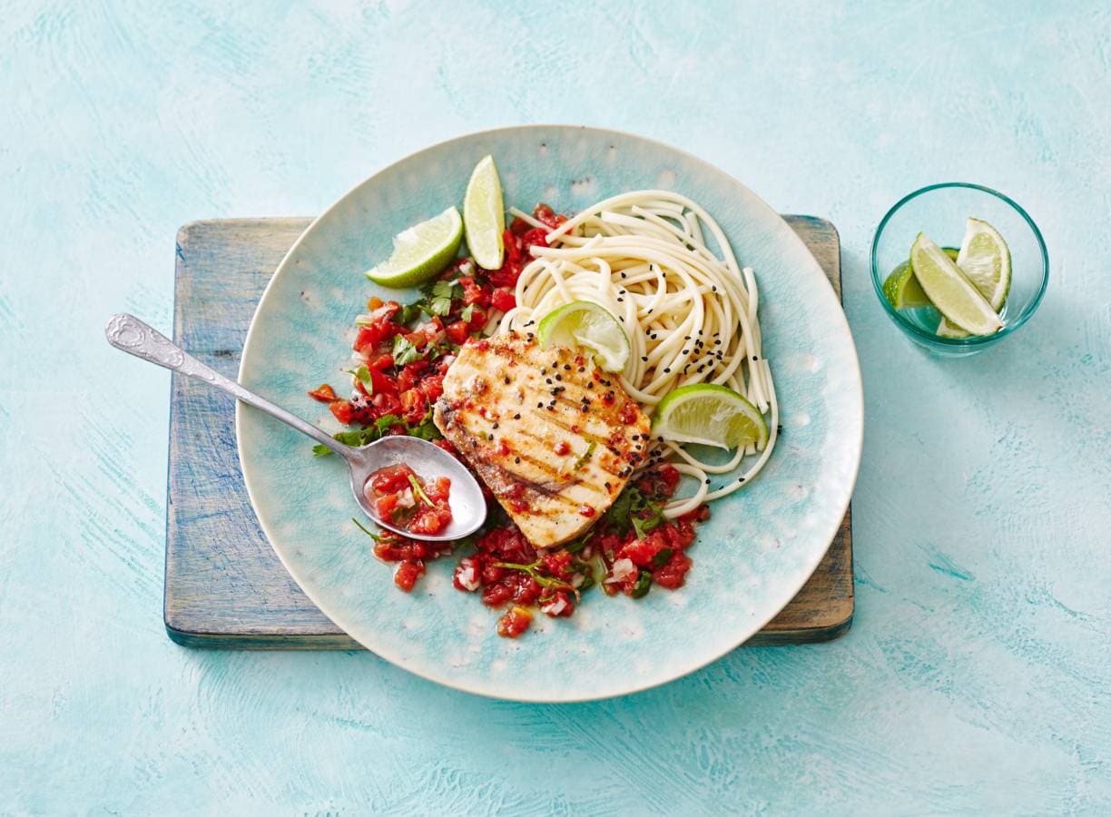 Zwaardvissteaks met tomatentartaar