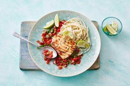 Zwaardvissteaks met tomatentartaar