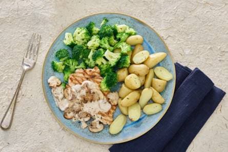 Gegrilde kalkoenfilet met champignonroomsaus