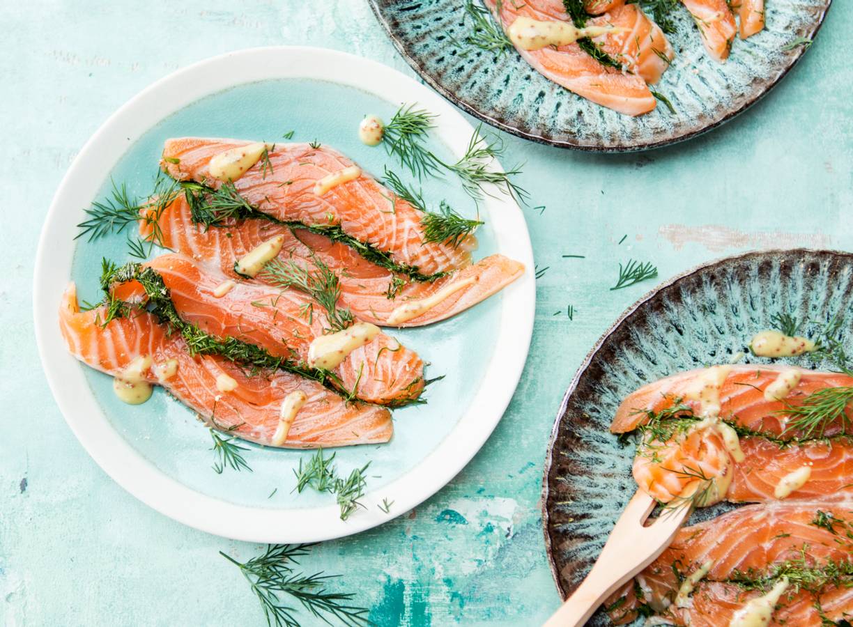 Gravad lachs gemarineerd in dille