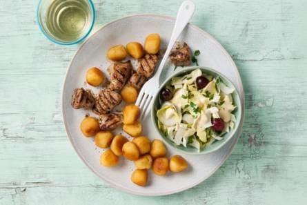 Varkenshaas met witlof-druivensalade