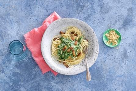 Romige spaghetti met pangrattato
