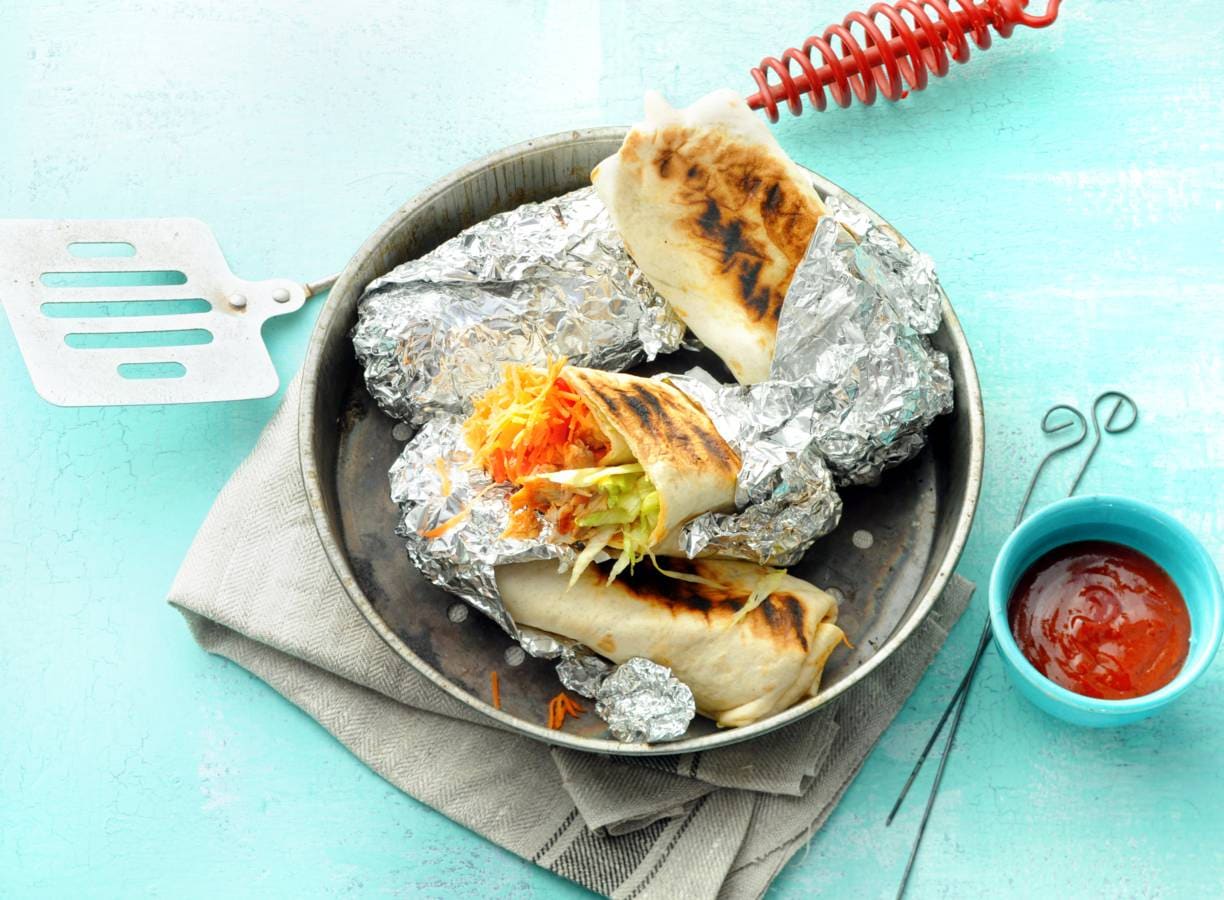 Gegrilde wraps met pulled makreel