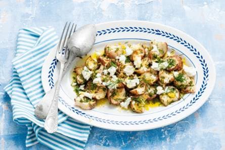 Meiraap met kruidenolie en feta