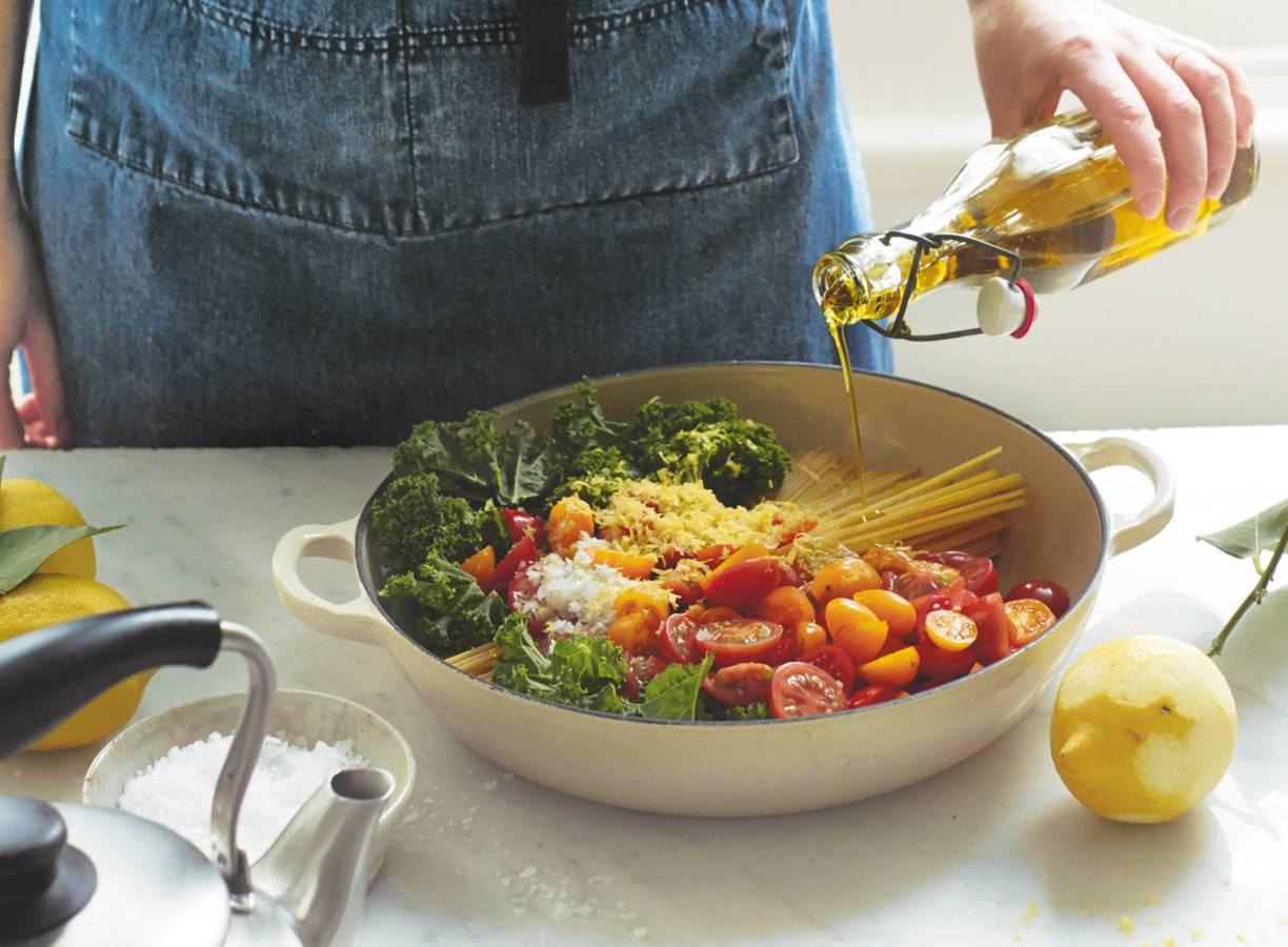 Snelle spaghetti met spinazie