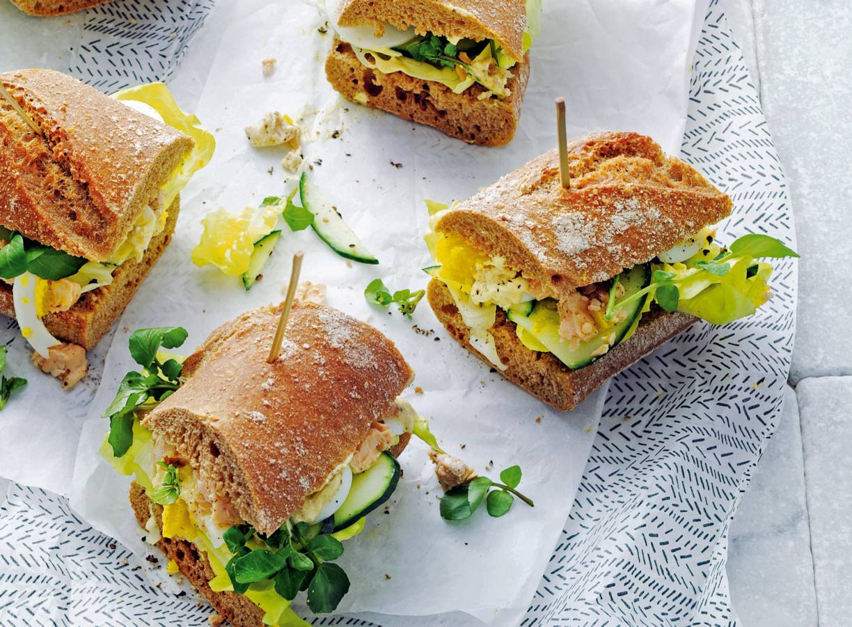 Stokbroodje met zalm en waterkers