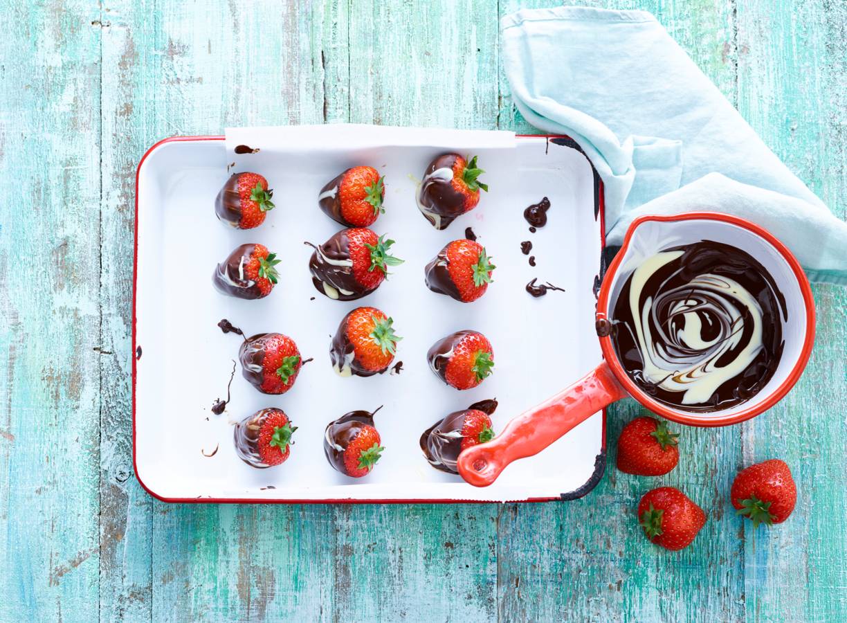 Gemarmerde choco-aardbeien
