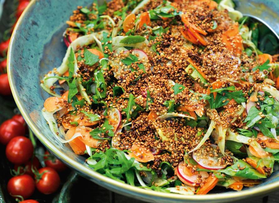Pascale Naessens' salade van groenten met gemarineerde Pascale naessens' salade van groenten met gemarineerde