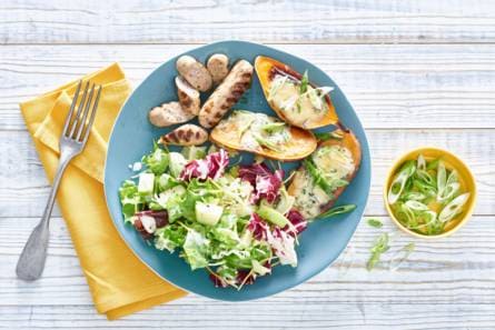 Thüringer bratwurst met zoete-aardappelgratin
