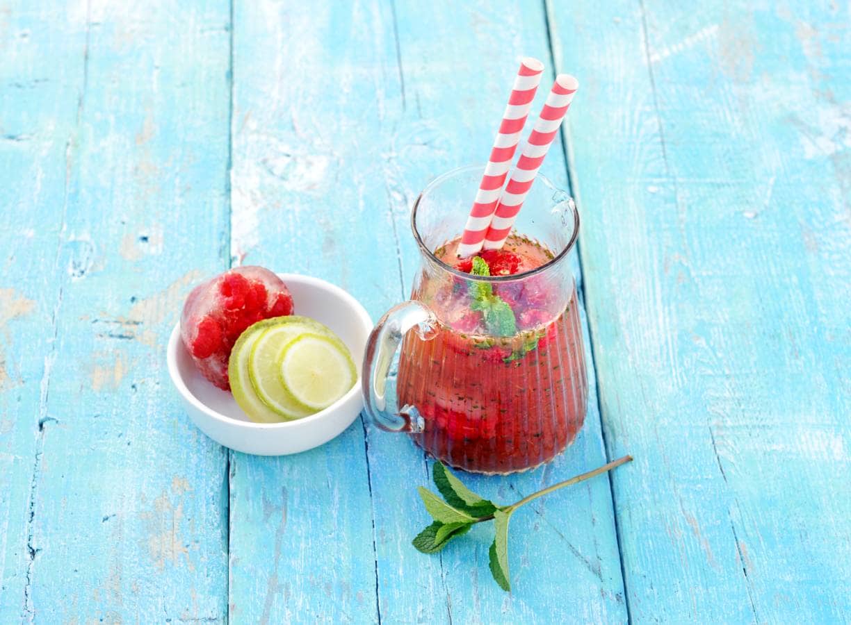 Watermeloen-frambozenlimonade