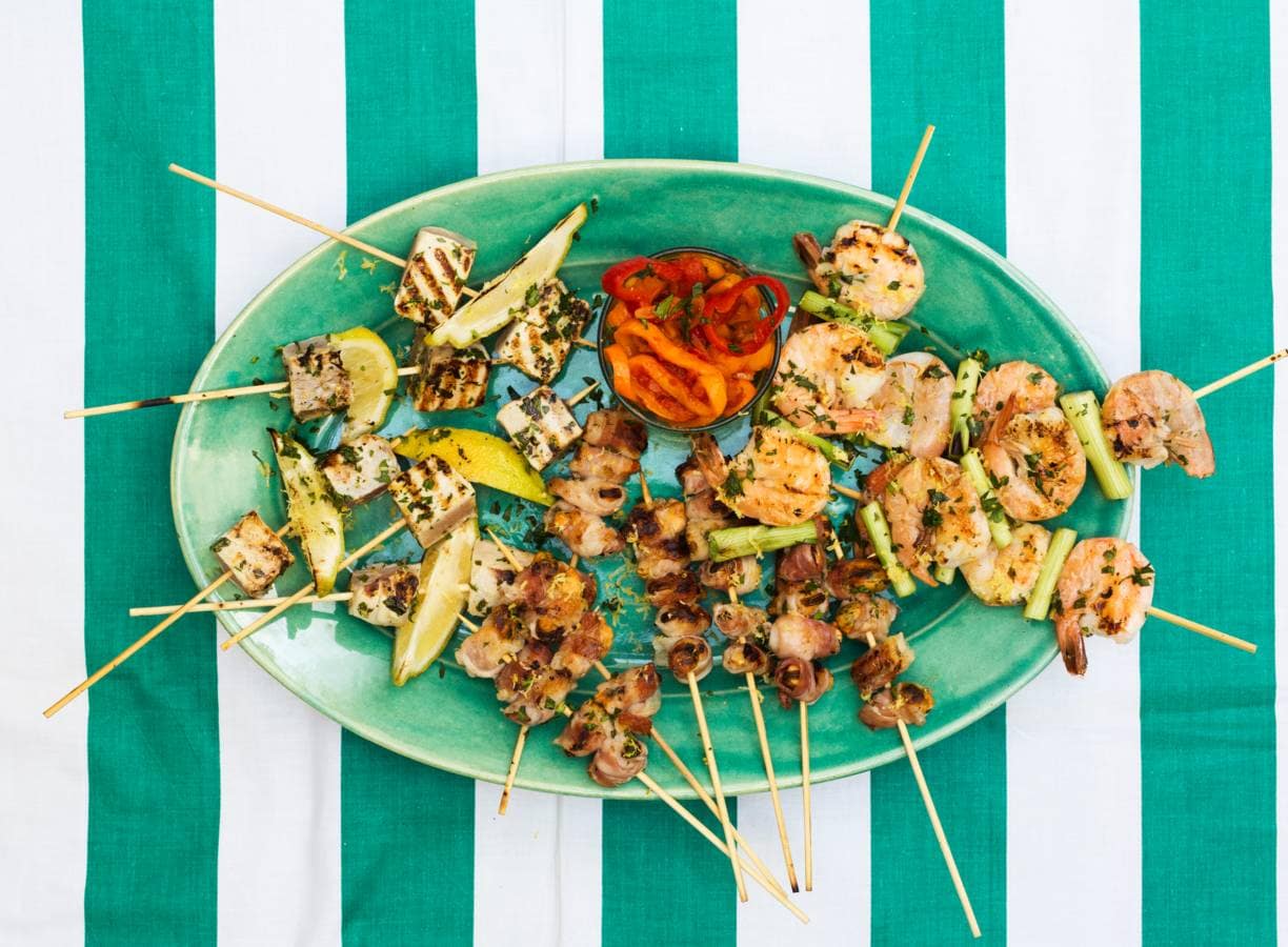 Gegrilde visspiesjes met gremolata