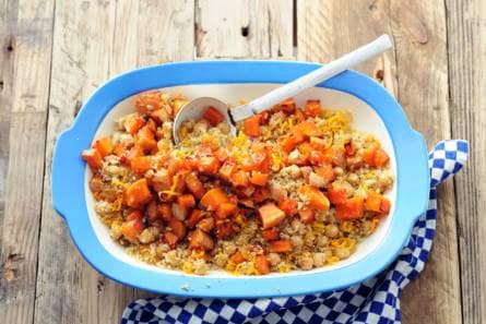Couscous met pompoen, kikkererwten en rozijnen